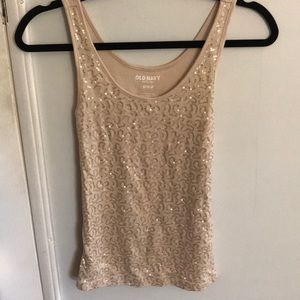 Gold sequin tank top